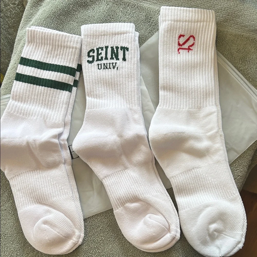 Seint Athletic Crew Socks Set of 3 Unisex New Performance Sport Socks